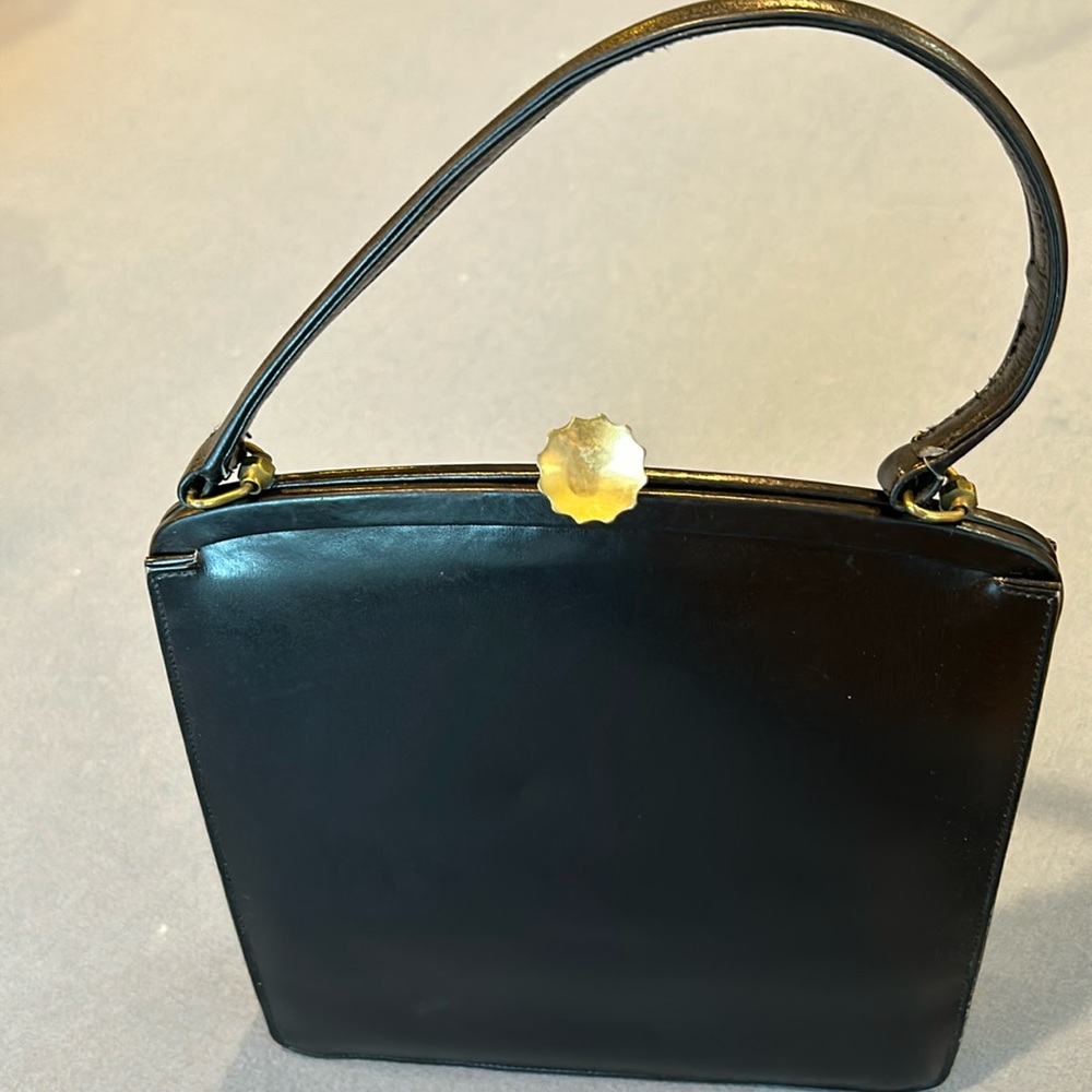 Vintage 1950s Leather Handbag - Made in France